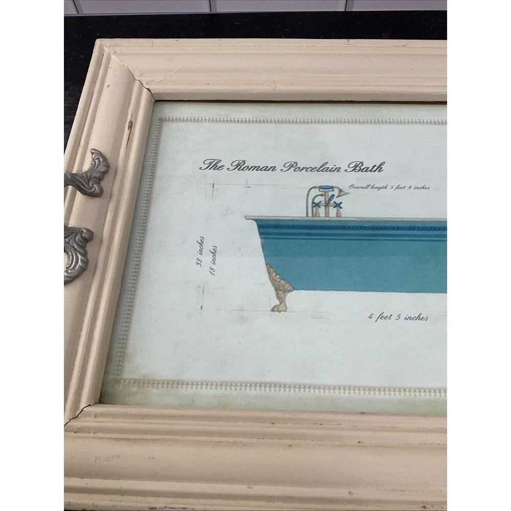 Bathroom Decoration Framed Roman Porcelain Design Bathtub.16” x 12.25” - Picture 16 of 16